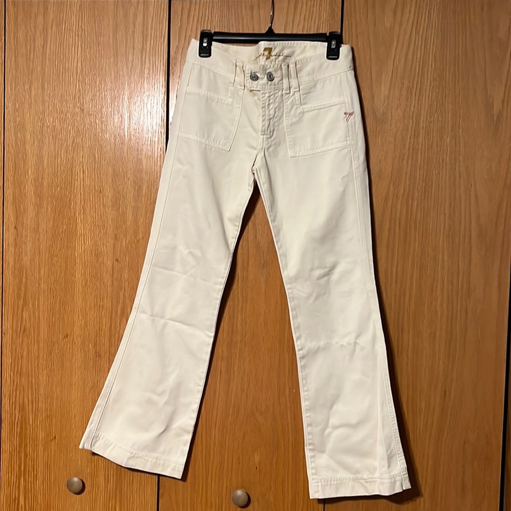 VTG 7 for all mankind cream pant. Great cond sz. 27 inseam 29